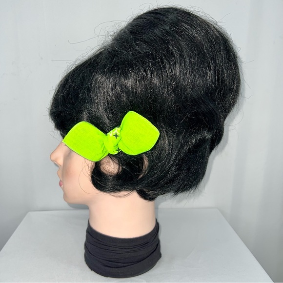 Neon Green Paisley Rockabilly Bandana Knotted Hair Bow - Picture 5 of 11